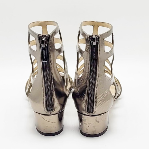 Jimmy Choo Gold Gladiator Block Heeled Sandals - Picture 5 of 13